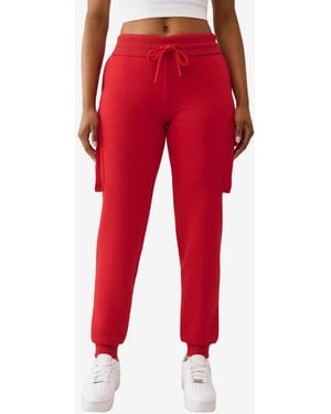 TRUE RELIGION Buddha Fold Over Cargo jogger Pants - Red