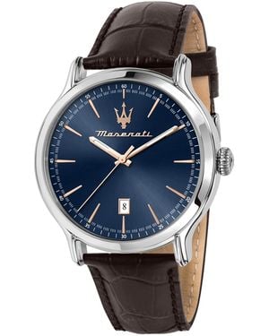 Maserati Date Leather Watch - Blue