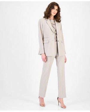 Anne Klein Two Button Blazer Asymmetric Pleated Top Pants - White