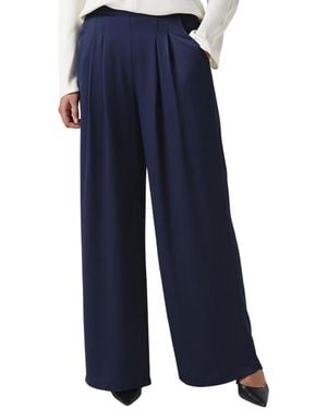 Ghost Andie Pleated Wide Leg Satin Trouser - Blue