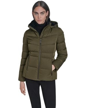 Calvin Klein Faux-fur-lined Hooded Puffer Coat - Green
