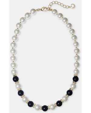 Charter Club Glass Pearl Beaded Collar Necklace - White
