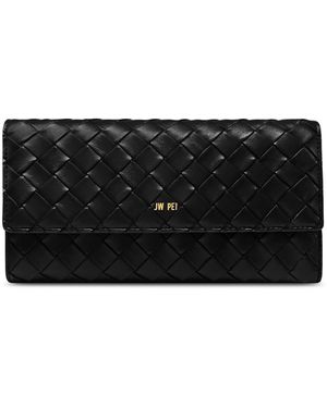JW PEI Pebbled Gold-tone Hardware Wallet - Black
