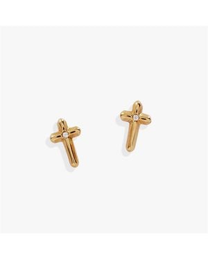 ALEX AND ANI Cross Mini Studs - White
