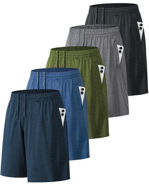 Gnuadz 5 Pack Quick Dry Athletic Workout Shorts With Pockets Fitness Training - Green