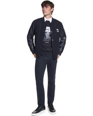 KARL LAGERFELD Signature Varsity Regular-fit Logo Jacket - Blue