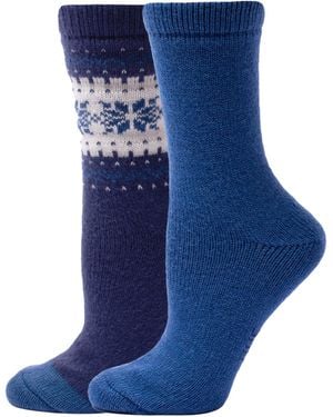 Hue Snowflake Border Crew Boot Socks - Blue