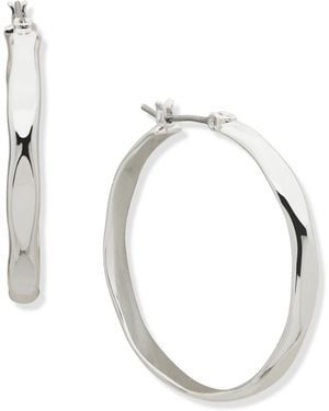 Nine West Tone Wavy Hoop Earrings - Metallic