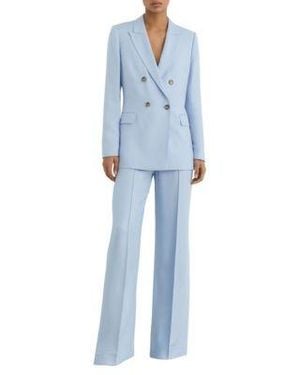Reiss Double Breasted Peak Lapel Suit Jacket Wide Leg Suit Pants - Blue