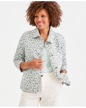 Style & Co. Quilted Cotton Button-front Jacket - White