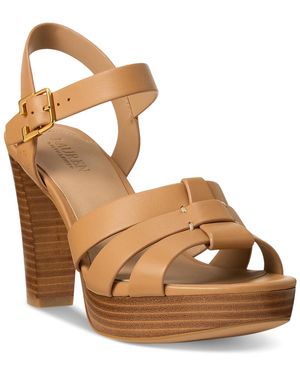 Ralph Lauren Soffia Ankle-strap Slingback Dress Sandals - Brown