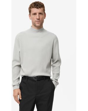 Mango Ribbed Turtleneck Sweater - White