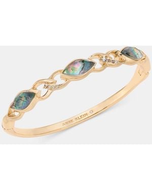Anne Klein Pave & Navette Abalone Bangle Bracelet - Metallic
