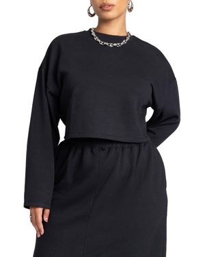 Eloquii Plus Size Oversized Cropped Sweatshirt - Blue