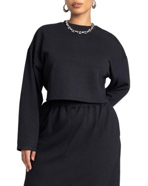 Eloquii Plus Size Oversized Cropped Sweatshirt - Blue