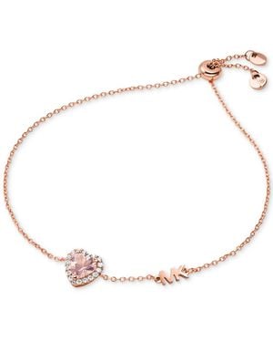 Michael Kors 14k -plated Sterling Silver Crystal Heart Halo Slider Bracelet - Natural