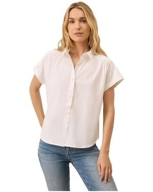 Pact Organic Cotton All Day Poplin Shirred Shirt - White