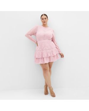 City Chic Gabriella Lace Dress - Pink