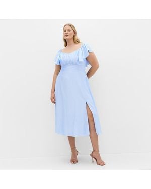 City Chic Plus Size Alisia Tie-back Midi Dress - White