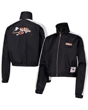 Mitchell & Ness Cincinnati Bengals Nylon Cropped Full-zip Jacket - Black