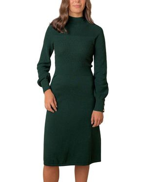 Hope & Henry Organic Mock Neck Bodice Stitch Sweater Dress - Green
