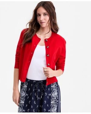 On 34th Cropped Crewneck Cardigan - Red