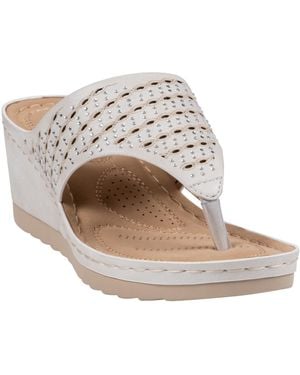 Gc Shoes Dannay Embellished Thong Wedge Sandals - White