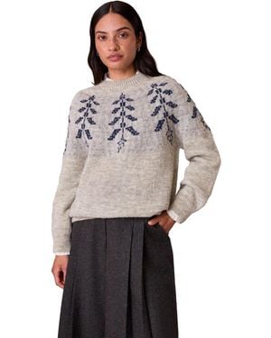 Celtic & Co. Fair Isle Crewneck British-wool Sweater - Gray