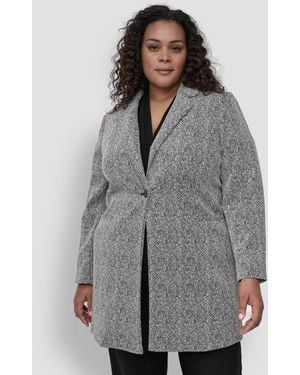 DKNY Plus Size Double D Topper Blazer - Gray