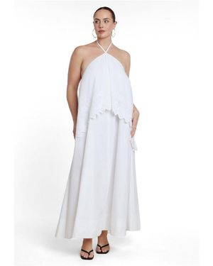 Eloquii Plus Size Embroidered Eyelet Halter Maxi Dress - White