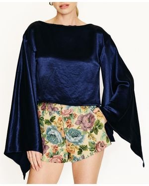 Line & Dot Avanelle Boat Neck Top - Blue