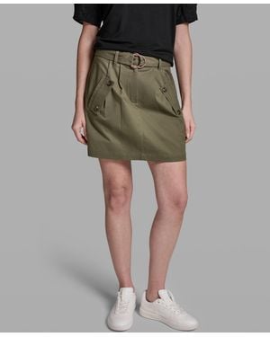BCBGMAXAZRIA Flap Pocket Belted Skirt - Green