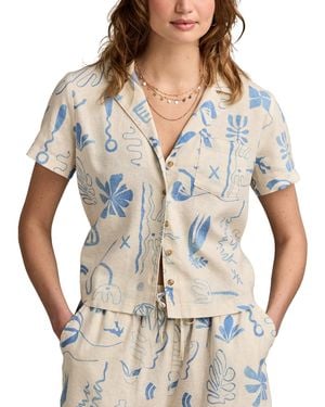 Lucky Brand Printed Linen-blend Camp Shirt - Gray