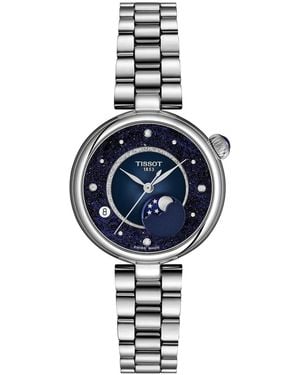 Tissot Desir Moonphase Quartz Silver-tone Stainless Steel Bracelet Watch - Blue