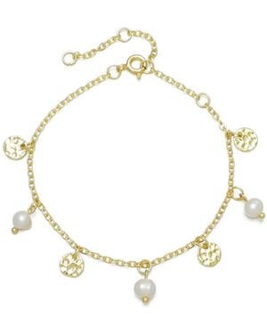 Adornia Gold Natural Freshwater Imitation Pearl And Coin Charm Bracelet - Metallic