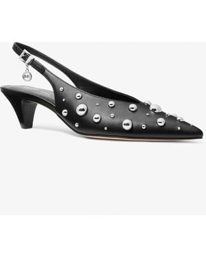 Michael Kors Michael Tonya Slingback Kitten Heel Pointed Toe Pumps - Black