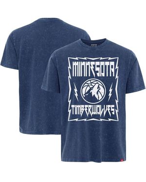 Sportiqe And Minnesota Timberwolves Distressed Rock Roll Collection Angus Premium Mineral Wash T-shirt - Blue