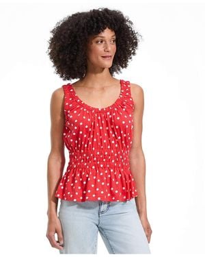 Lands' End Slub Rouched Tank Top - Red