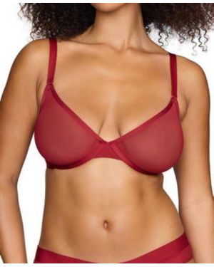 CUUP The Plunge Mesh Bra - Red