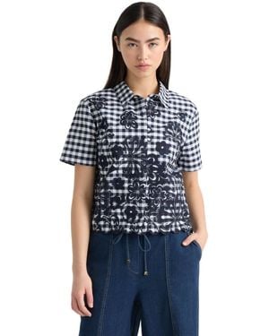 NVLT Poplin Gingham Camp Shirt - Blue