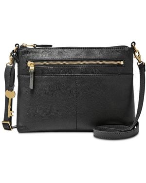 Fossil Fiona Small Leather Crossbody - Black