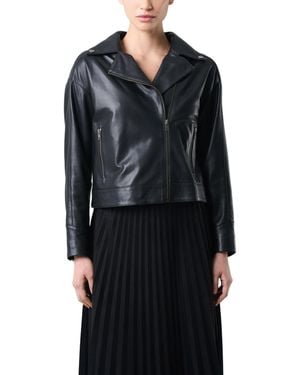 Velez Lyra Jacket In Leather Biker With Fringe - Black