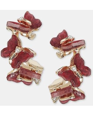 Lonna & Lilly Crystal Butterfly-hoop Earrings - Red
