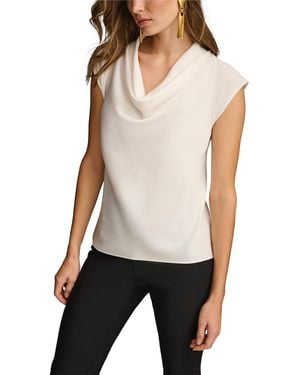 Donna Karan Cowl-neck Cap-sleeve Top - Natural