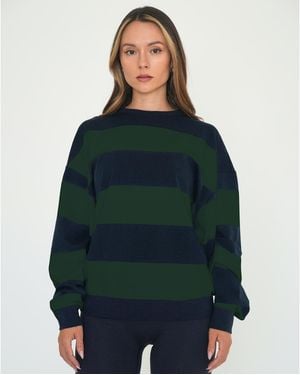 Rebody Active Rugby Stripe Relaxed Sweatshirt - Green