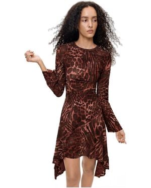 Desigual Flocked Short Dress - Red