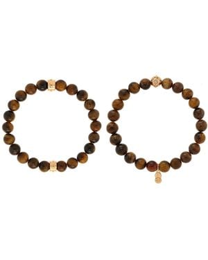 charged Stone Beaded Motif 2 Pieces Bracelet Set - Metallic