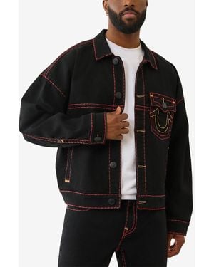 TRUE RELIGION Super T Boxy Crop Denim Jacket - Black