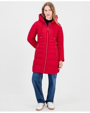 Tommy Hilfiger Puffer Packable Hooded Coat - Red