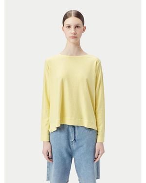 Gobi Cashmere Boatneck Cotton Silk Cashmere Blend Sweater - Yellow